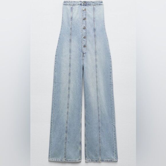 ZARA TRF STRAPLESS DENIM JUMPSUIT 8197/059 - Picture 5 of 10